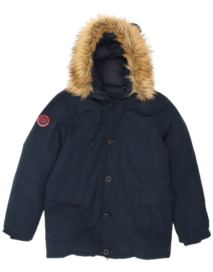 Superdry Veste matelassée à capuche pour hommes UK 42 XL Bleu marine Polyester