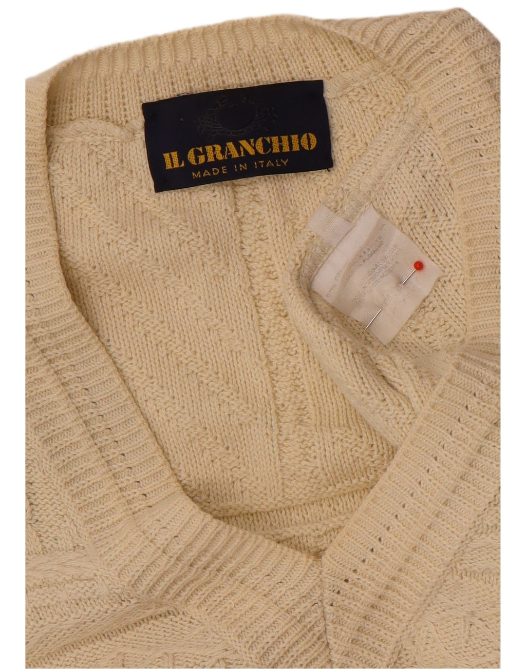Il Granchio Pull Col V Homme Large Beige Géométrique