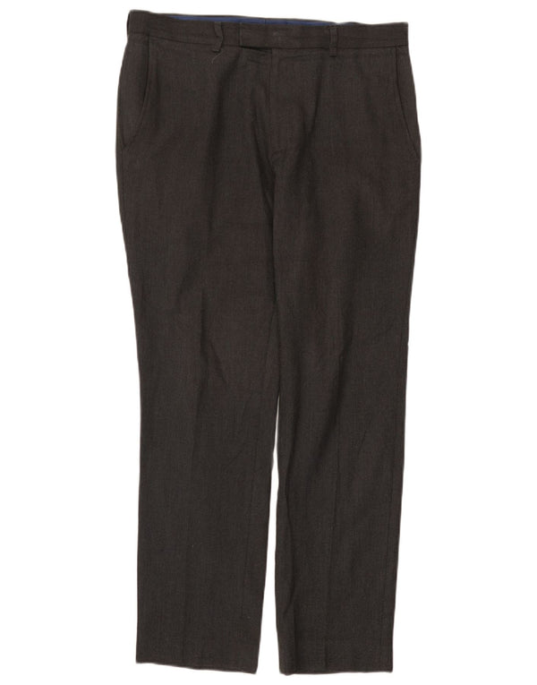 Marks & Spencer Pantalon de Costume Slim Homme W32 L29 Gris Polyester