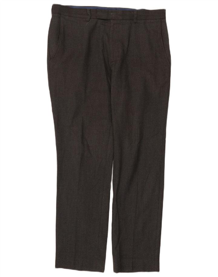 Marks & Spencer Pantalon de Costume Slim Homme W32 L29 Gris Polyester