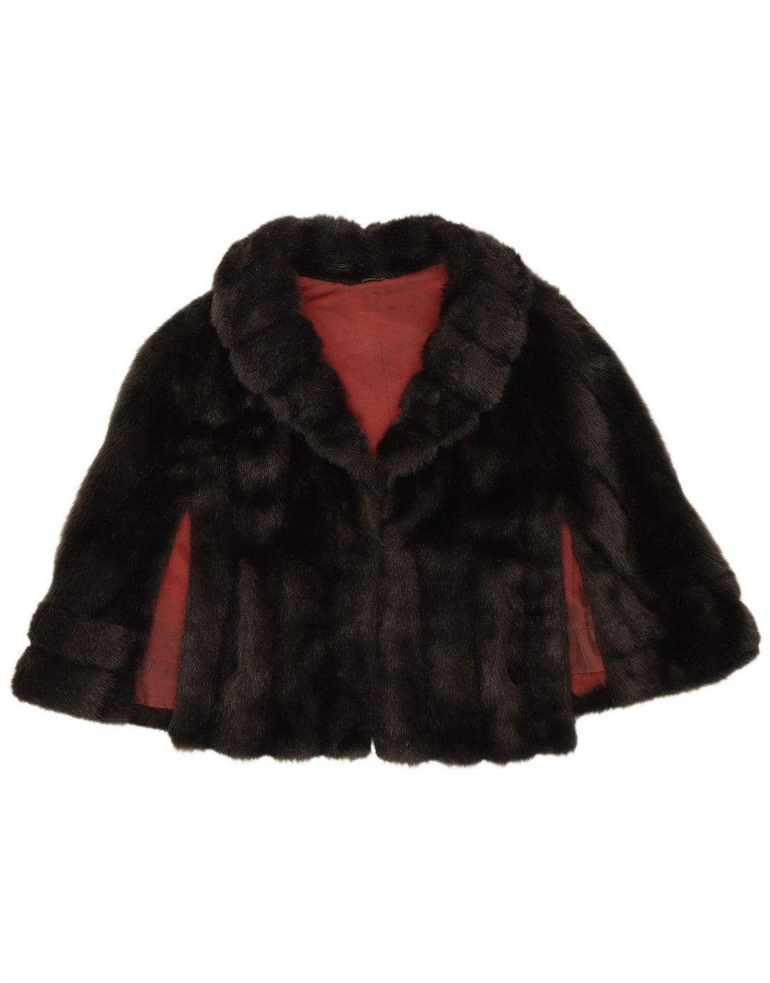 VINTAGE Femmes Fausse Fourrure Poncho Boléro Veste Taille Unique Noir