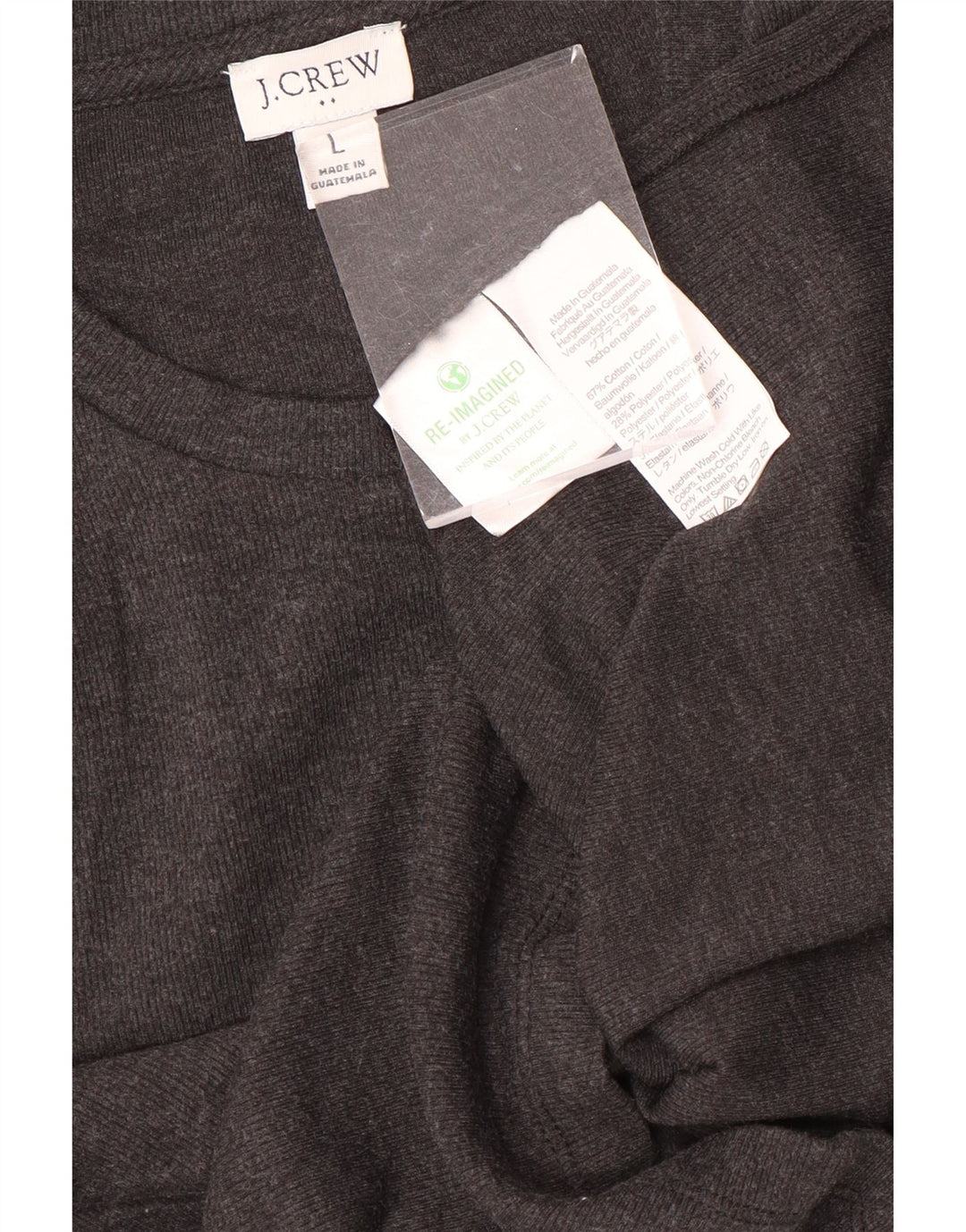 J. CREW T-Shirt Femme Top UK 14 Large Gris Coton