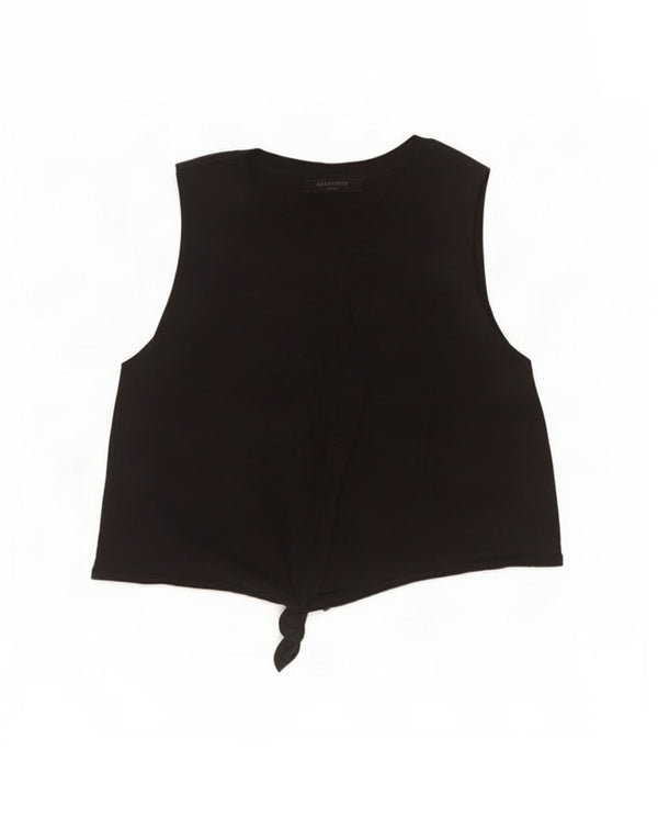 All Saints Haut court sans manches pour femme UK 10 Petit coton noir