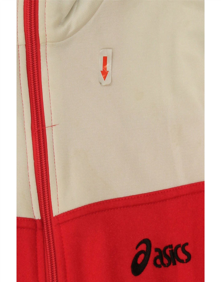 Asics Veste de survêtement graphique pour hommes UK 42 Large Rouge Colourblock