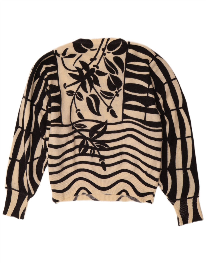 MARLY'S Pull col rond chauve-souris pour femme EU 46 XL Blanc Floral