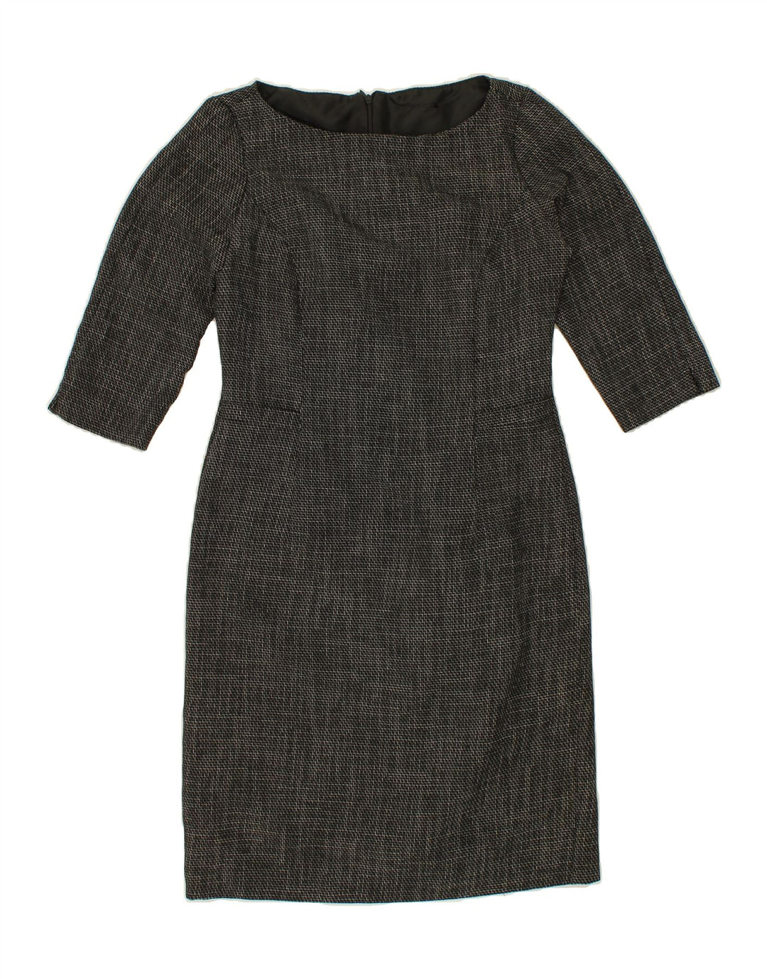 VINTAGE Womens Sheath Dress UK 10 Small Grey Chevron Polyester Vintage Vintage and Second-Hand Vintage from Messina Hembry 