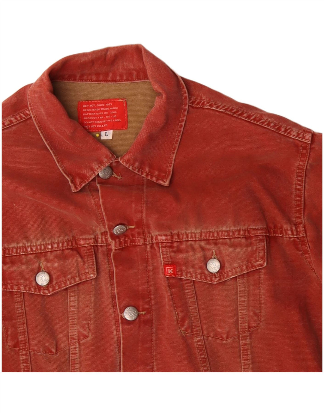 VINTAGE Veste en denim homme UK 40 Grand coton orange