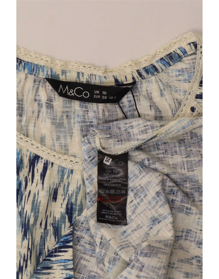 M&Co Chemisier Femme Top UK 10 Petit Bleu Ikat Coton