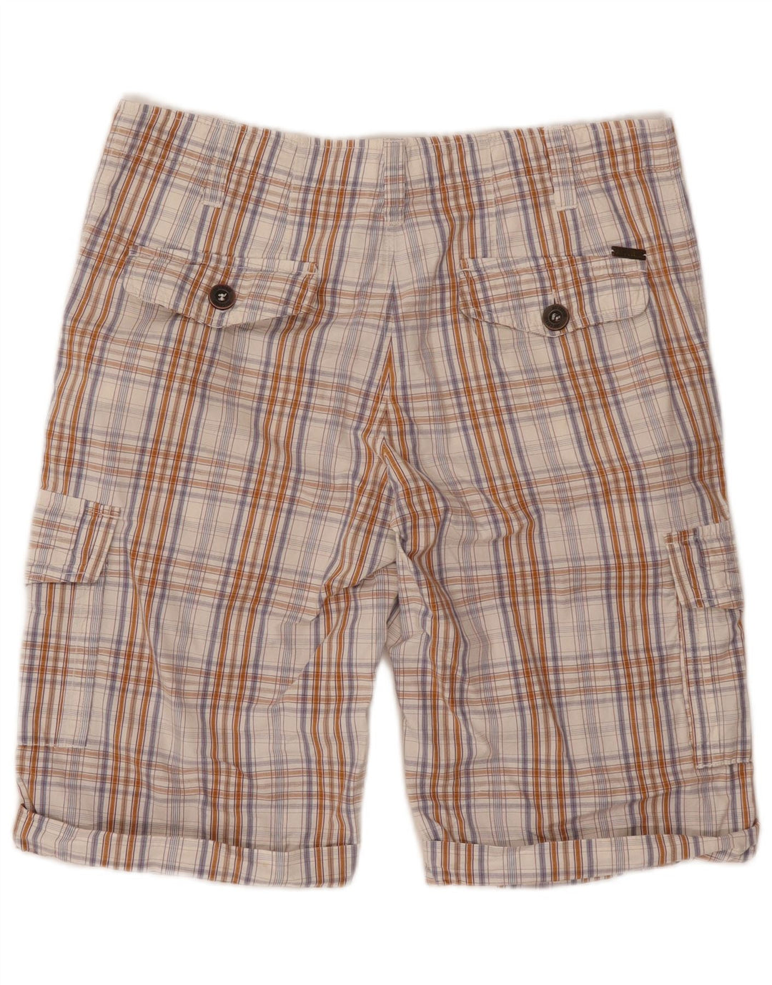 Just Cavalli Short cargo pour homme W36 Grand carreaux beiges