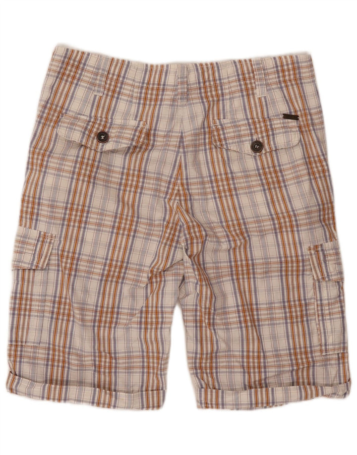 Just Cavalli Short cargo pour homme W36 Grand carreaux beiges