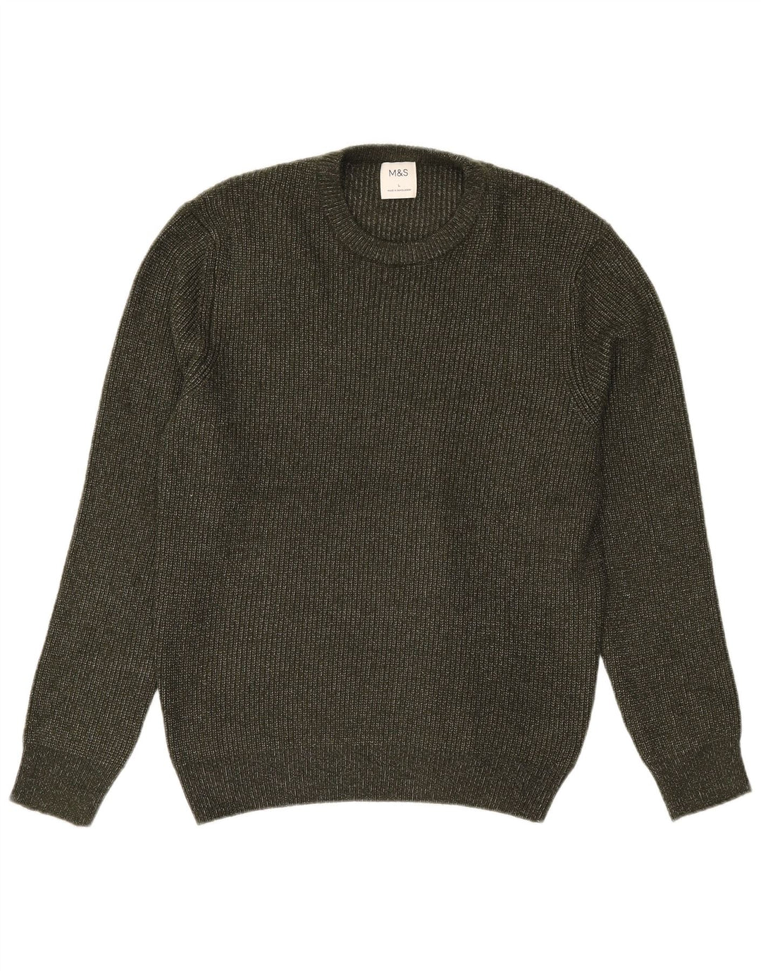Marks & Spencer Pull à col rond pour homme Large Kaki Polyamide