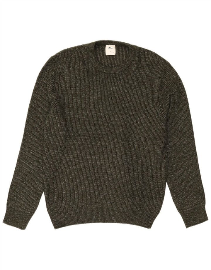 Marks & Spencer Pull à col rond pour homme Large Kaki Polyamide
