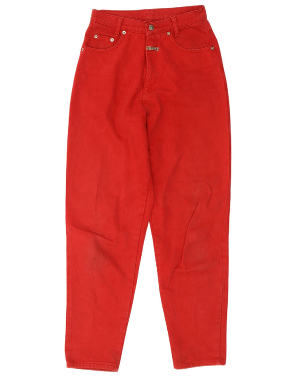 vintage Femme Taille Haute Tapered Jeans IT 44 Moyen W26 L30 Coton Rouge