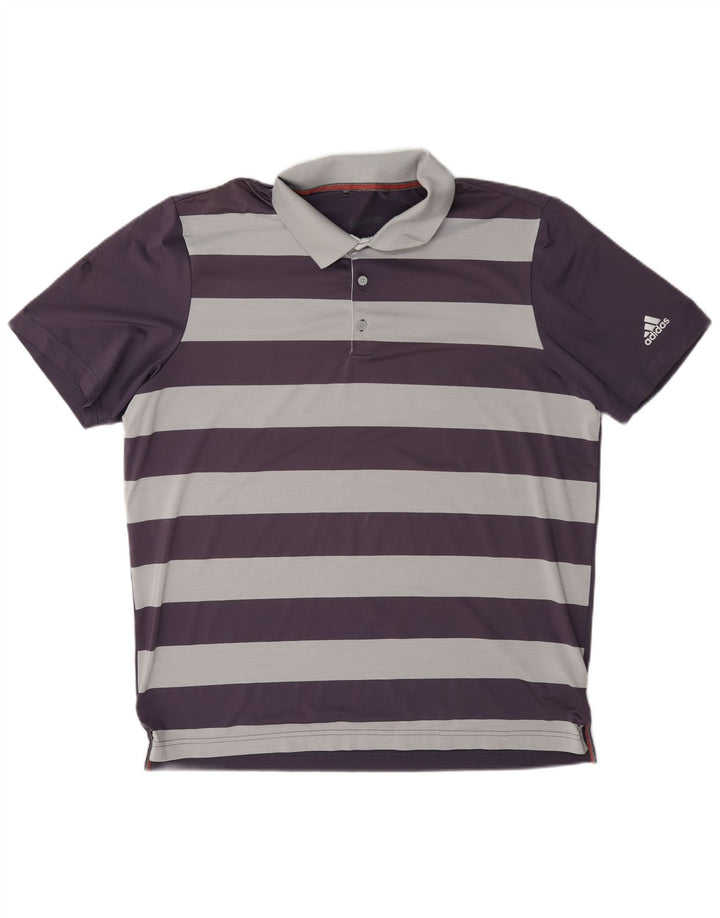 Adidas Polo de golf pour homme en polyester à rayures violettes