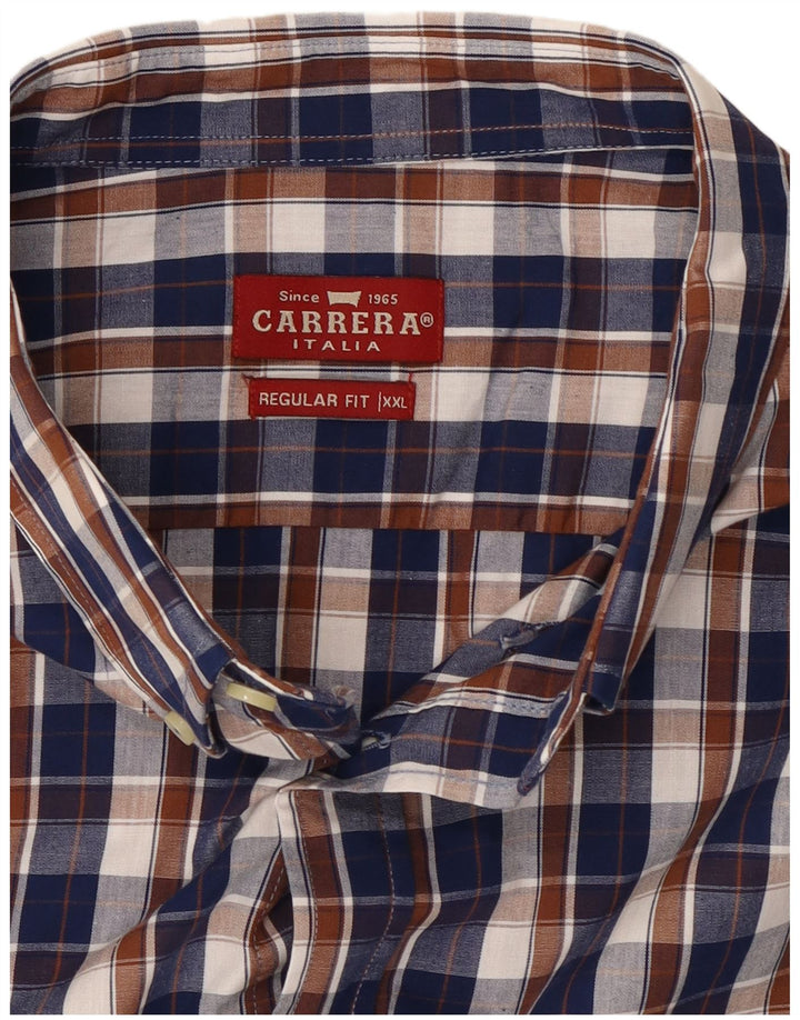 Carrera Chemise à manches courtes pour homme Coupe régulière 2XL Bleu marine à carreaux