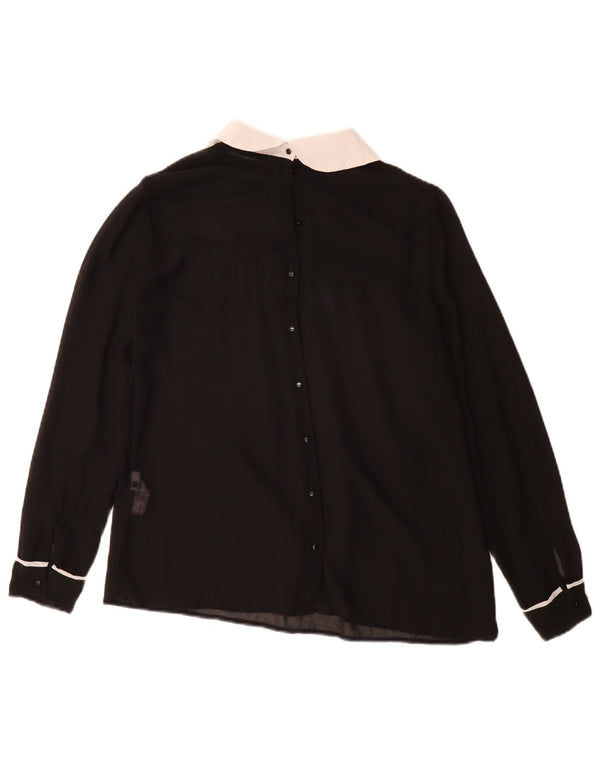 Zara Chemise Chemisier Femme UK 10 Petit Noir Polyester