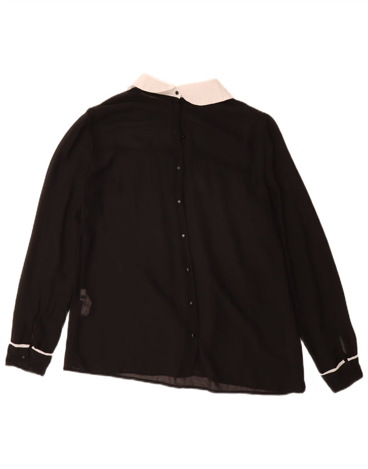 Zara Chemise Chemisier Femme UK 10 Petit Noir Polyester