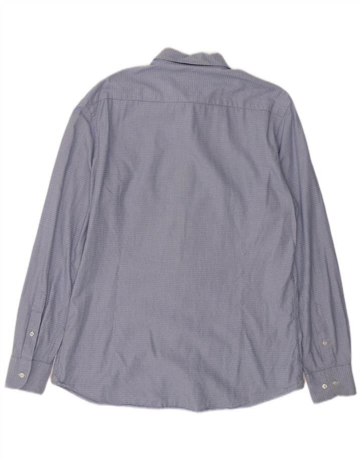 MASSIMO DUTTI Chemise Homme Large Bleu Rayure Coton