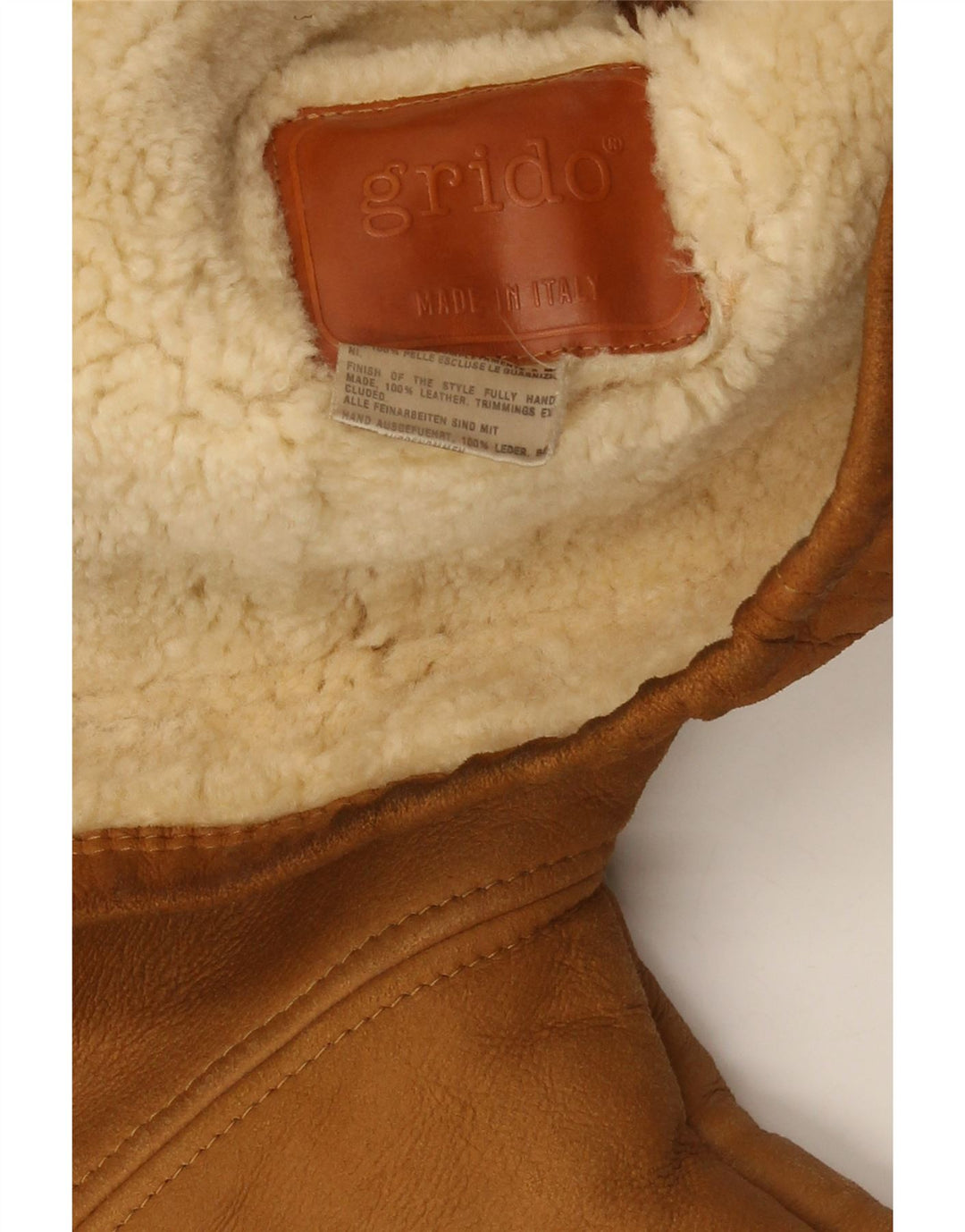 Veste Shearling Homme Vintage UK 40 Grand Cuir Marron