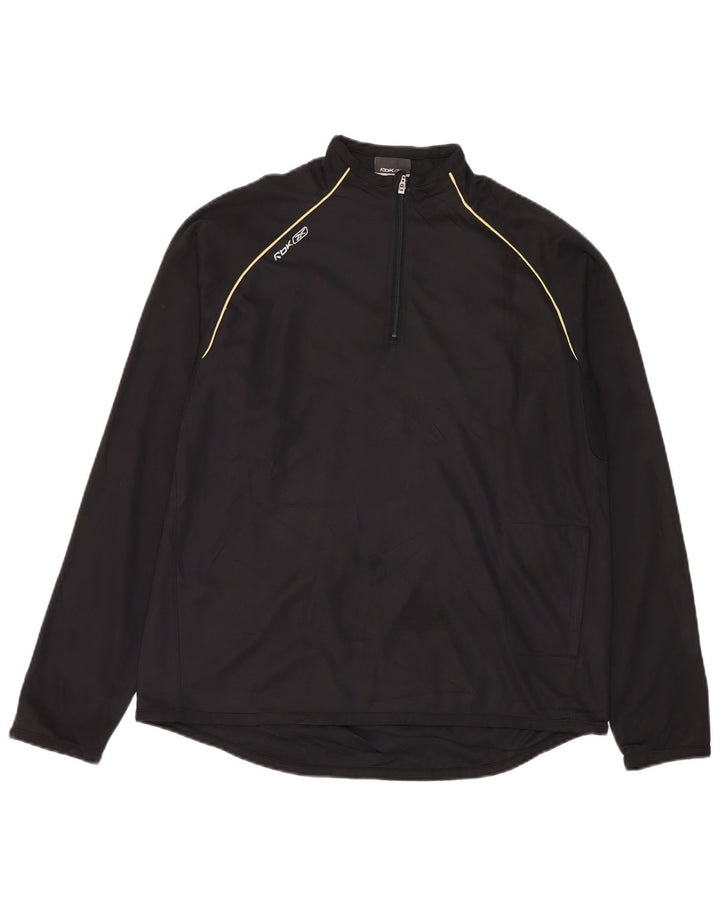 Reebok Haut de survêtement à col zippé pour homme Large Noir Polyester