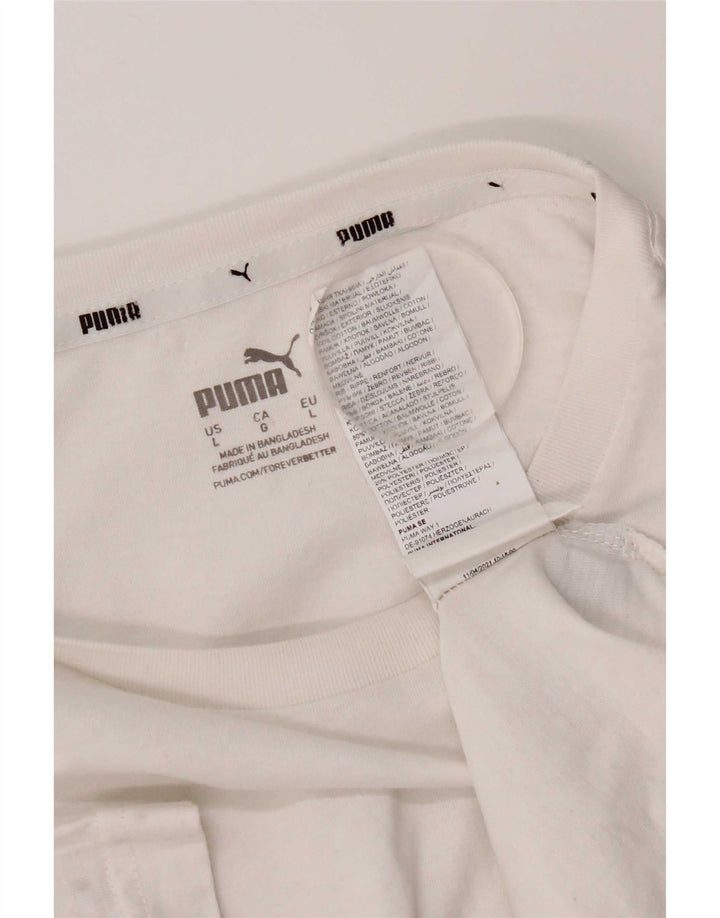 Puma T-shirt graphique pour hommes, grand, blanc, coton
