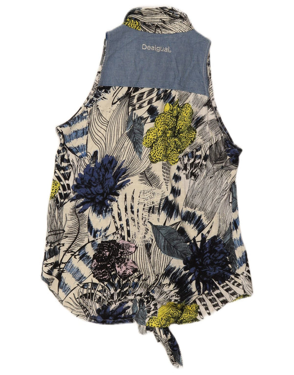 DESIGUAL Womens Sleeveless Shirt Blouse UK 14 Medium Multicoloured Floral
