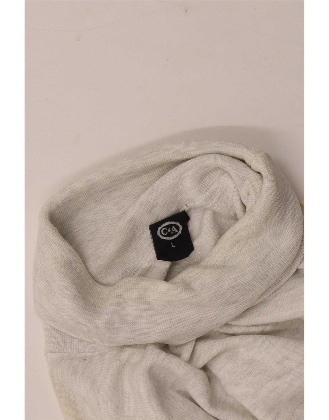 C & A Pull Col Roulé Homme Large Gris Moucheté Coton