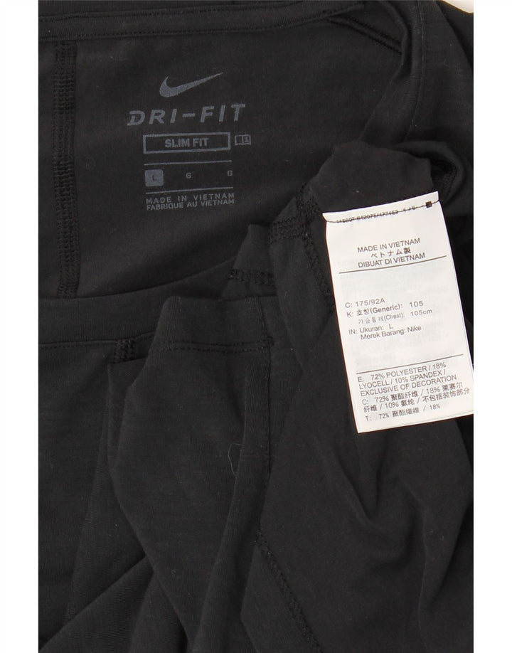 NIKE Hommes Dri Fit Slim Fit T-Shirt Haut Grand Noir Polyester