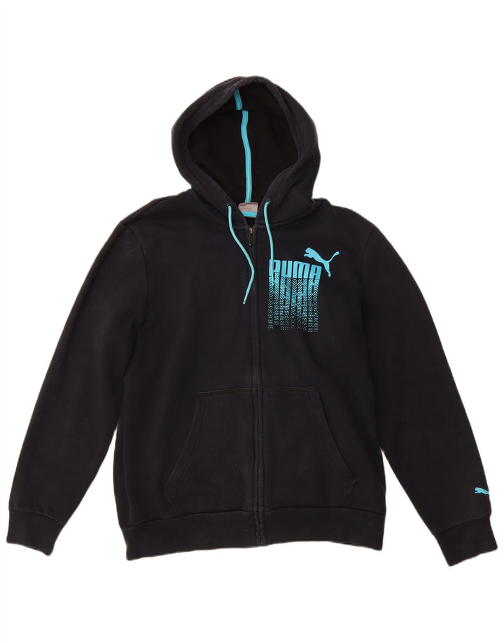 PUMA Sweat à Capuche Graphique Zippé Homme Bleu Marine Moyen Coton