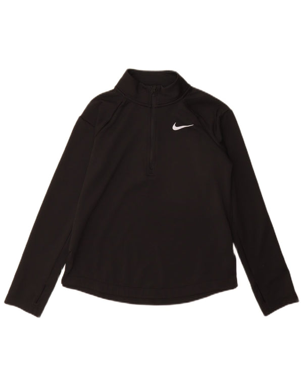 Haut de survêtement Nike Dri Fit à col zippé pour fille 10-11 ans Noir moyen
