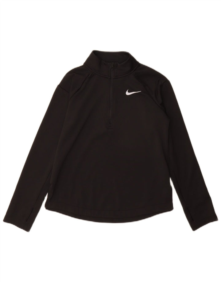 Haut de survêtement Nike Dri Fit à col zippé pour fille 10-11 ans Noir moyen