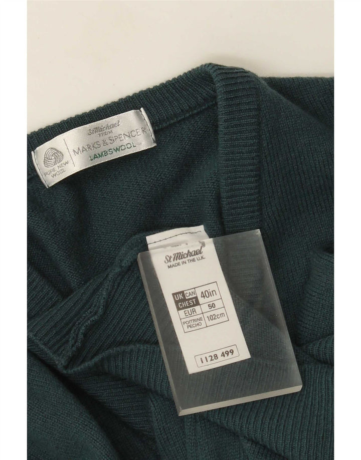 Marks & Spencer Pull St. Michael V-neck Jumper Homme Vert Moyen