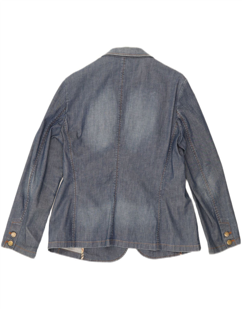 BURBERRY Womens Denim 2 Button Blazer Jacket UK 16 Large Blue Cotton Vintage Burberry and Second-Hand Burberry from Messina Hembry 