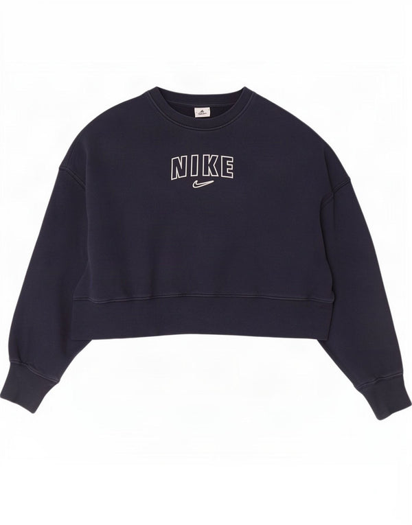 Nike Sweat-shirt court surdimensionné pour femme UK 10 Petit Bleu marine