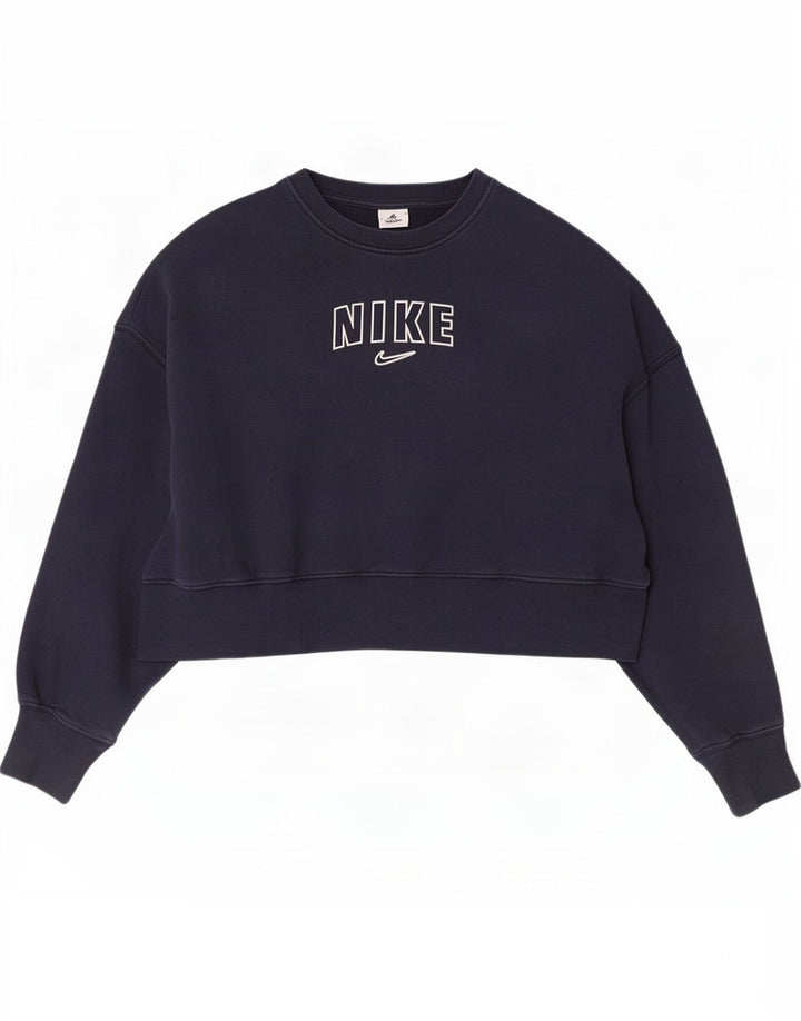 Nike Sweat-shirt court surdimensionné pour femme UK 10 Petit Bleu marine