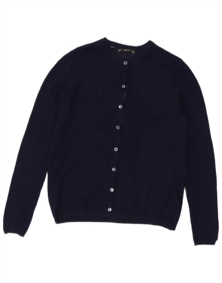 ZARA Cardigan Femme Pull UK 12 Bleu Marine Moyen