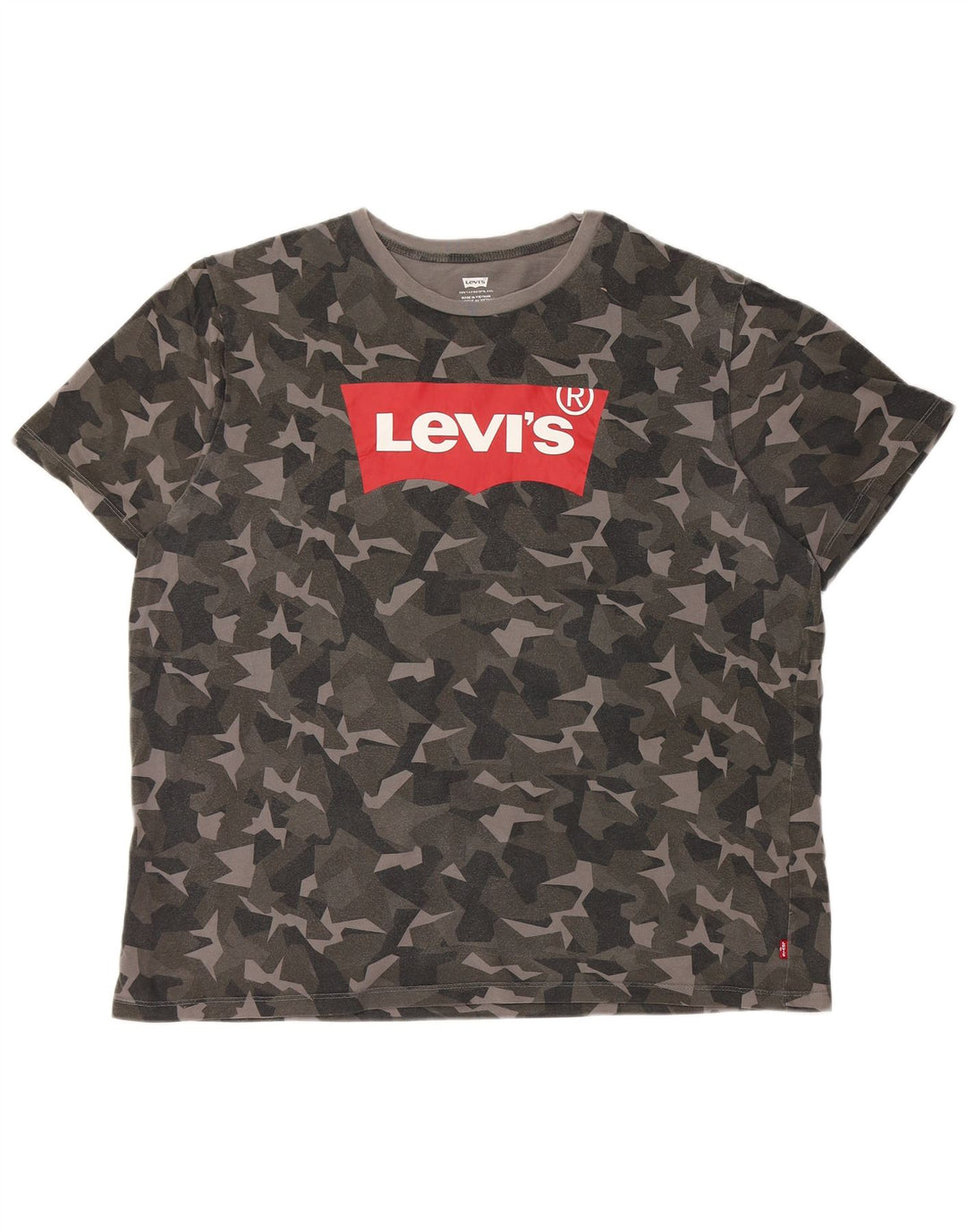 LEVI'S T-Shirt Graphique Top XL Homme Gris Camouflage Coton