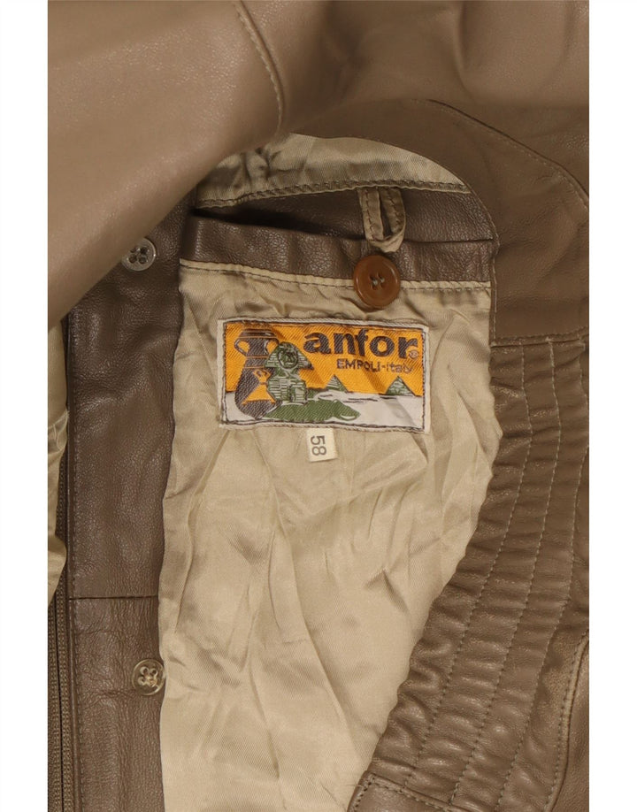 Anfor Veste en cuir pour homme IT 58 2XL Marron