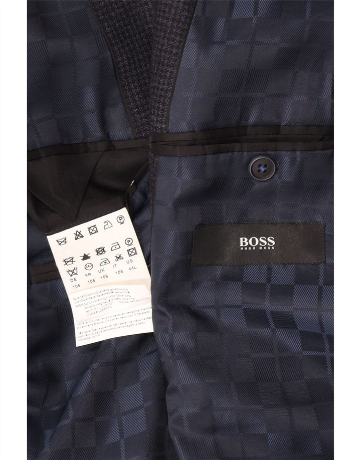 Hugo Boss Veste blazer à 2 boutons pour homme UK 42 XL pied-de-poule bleu marine