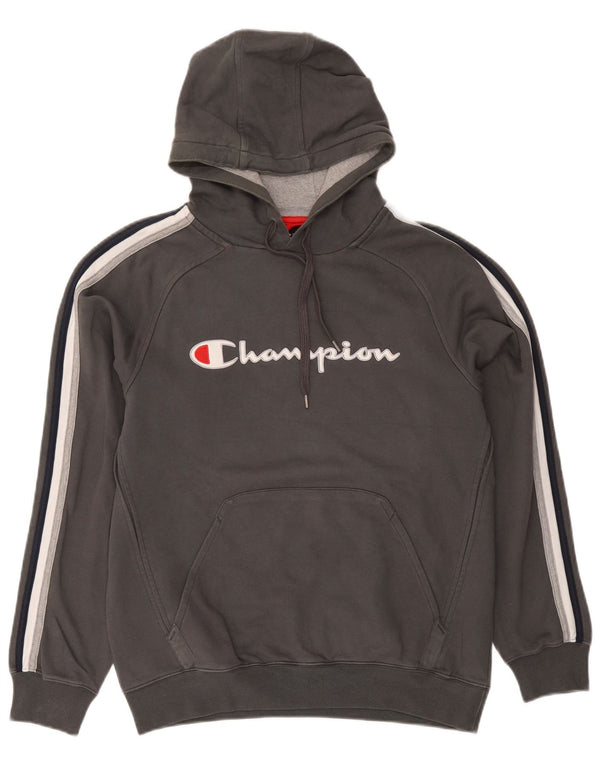 Champion Pull à capuche graphique pour homme, grand, gris, coton, sport