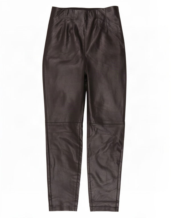 Zara Pantalon Skinny En Cuir Femme Petit W26 L27 Noir Polyester