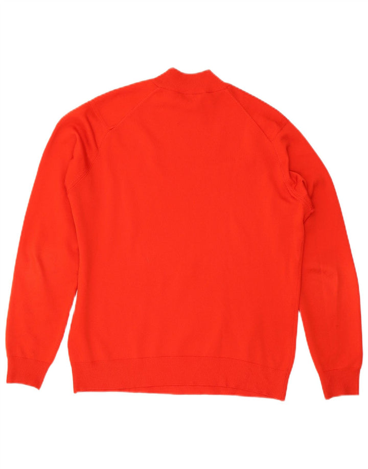 vintage Womens Turtle Neck Jumper Pull UK 14 Moyen Rouge Polyester