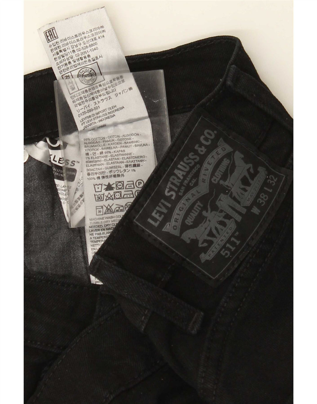 Levi's Jean Slim 511 Homme W38 L32 Noir Coton
