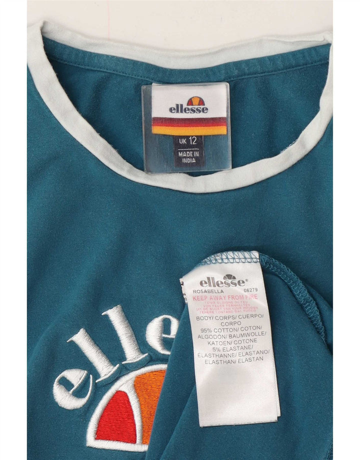 Ellesse T-shirt graphique pour femme UK 12 Bleu moyen Coton