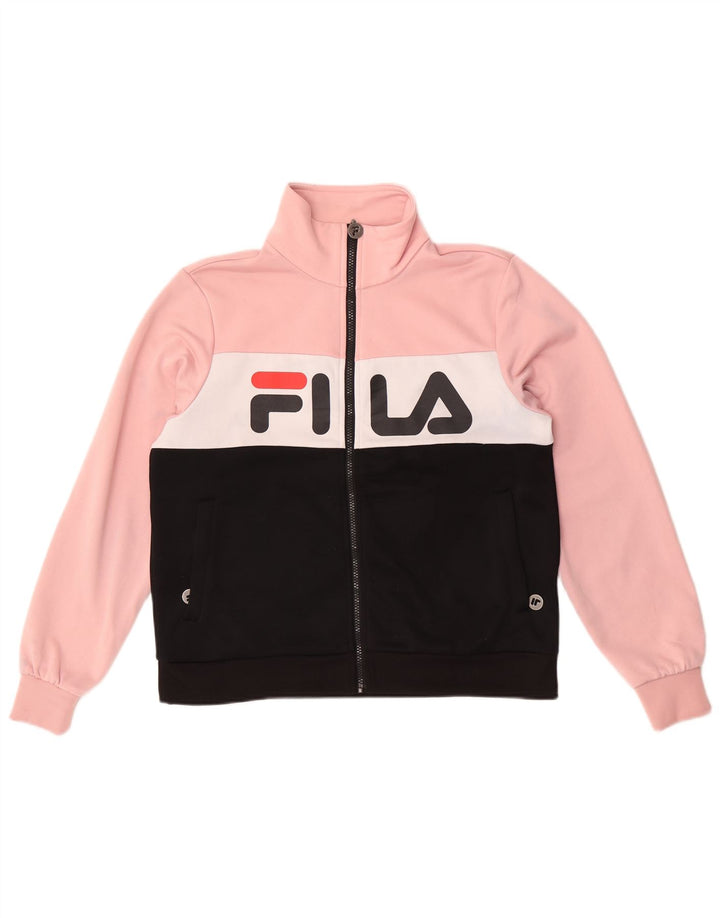 Fila Veste de survêtement graphique pour femme UK 14 Rose moyen Colourblock