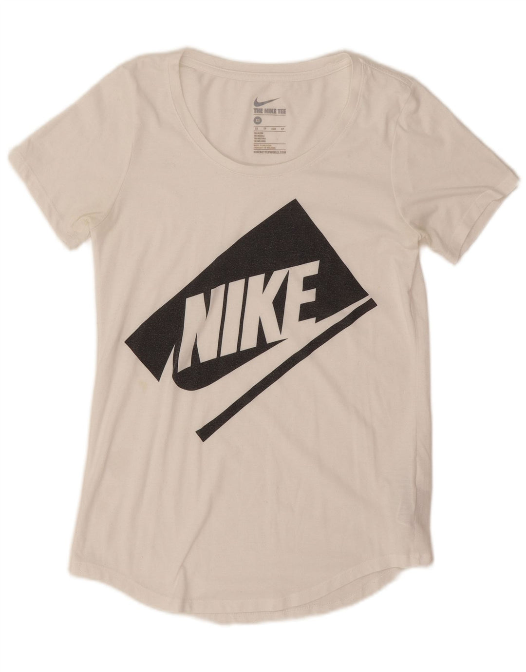 Nike T-shirt graphique surdimensionné pour femme UK 6 XS Blanc Polyester