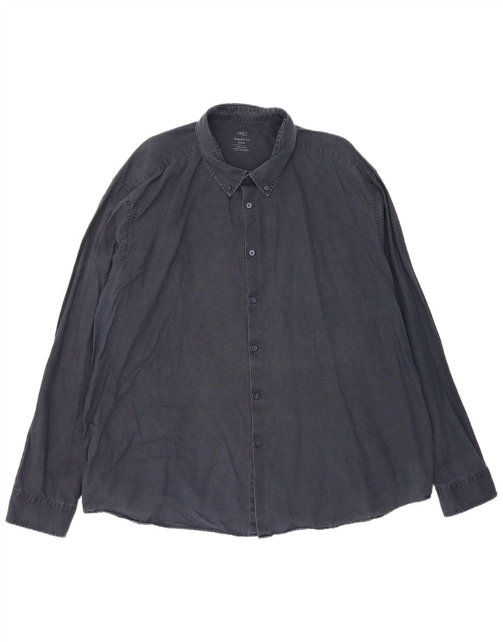Marks & Spencer Chemise coupe régulière pour homme 4XL Bleu marine Lin