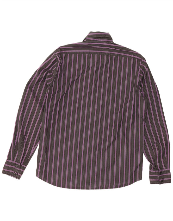 Hugo Boss Chemise coupe classique en coton rayé violet moyen
