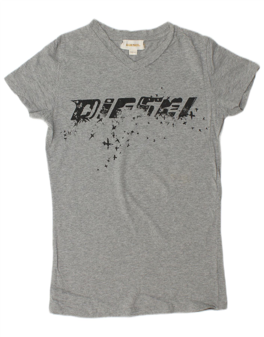 DIESEL T-shirt graphique pour femme UK 14 Large Gris