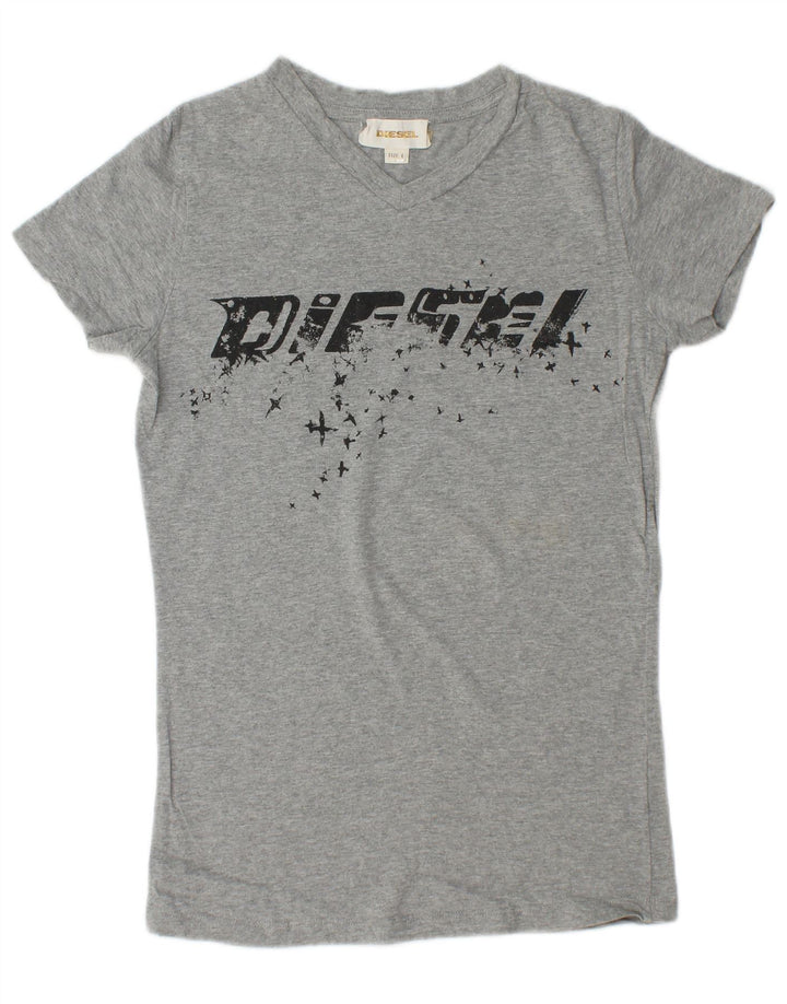 DIESEL T-shirt graphique pour femme UK 14 Large Gris